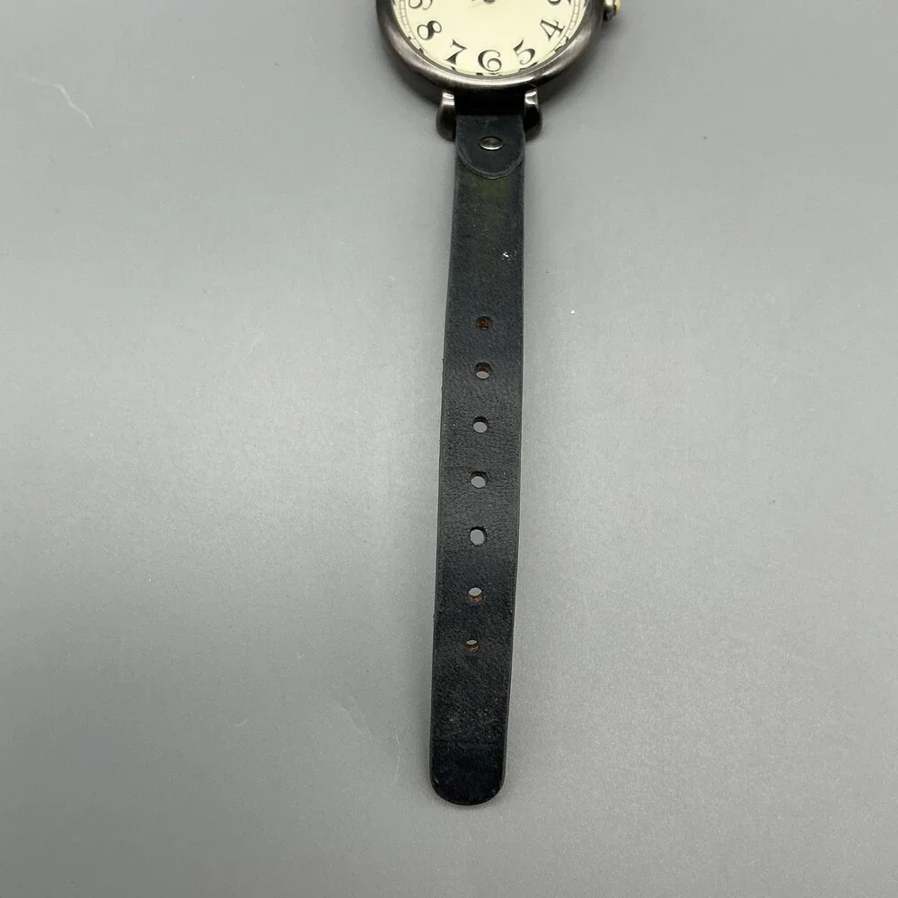 TOKYObay Womens Watch 35mm Cream Dial Black Leather Easy Read New Battery
